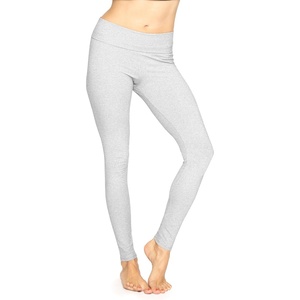 image:imageWomens Cotton Leggings Full Length Ankle and Knee Yoga Pants Foldover Waist Stretch Leggings Plus Size S5X Soft BreathableHeather Gray