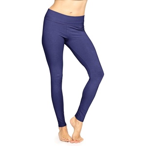 image:imageWomens Cotton Leggings Full Length Ankle and Knee Yoga Pants Foldover Waist Stretch Leggings Plus Size S5X Soft BreathableNavy Blue