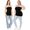 image:imageSTRETCH IS COMFORT Tube Tops for Women  Cotton Tops  Bandeau Top Long Length Mid and Cropped Length Plus Size  XS 5XBlack