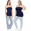 image:imageSTRETCH IS COMFORT Tube Tops for Women  Cotton Tops  Bandeau Top Long Length Mid and Cropped Length Plus Size  XS 5XNavy Blue
