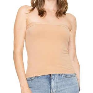 image:imageSTRETCH IS COMFORT Tube Tops for Women  Cotton Tops  Bandeau Top Long Length Mid and Cropped Length Plus Size  XS 5XBeige