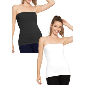 image:imageSTRETCH IS COMFORT Tube Tops for Women  Cotton Tops  Bandeau Top Long Length Mid and Cropped Length Plus Size  XS 5XBlackwhite