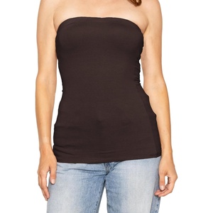 image:imageSTRETCH IS COMFORT Tube Tops for Women  Cotton Tops  Bandeau Top Long Length Mid and Cropped Length Plus Size  XS 5XBrown