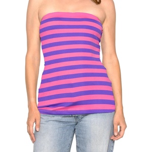 image:imageSTRETCH IS COMFORT Tube Tops for Women  Cotton Tops  Bandeau Top Long Length Mid and Cropped Length Plus Size  XS 5XPink Purple Stripes