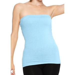 image:imageSTRETCH IS COMFORT Tube Tops for Women  Cotton Tops  Bandeau Top Long Length Mid and Cropped Length Plus Size  XS 5XSky Blue