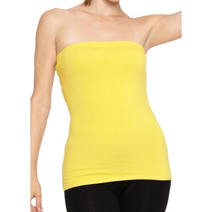 image:imageSTRETCH IS COMFORT Tube Tops for Women  Cotton Tops  Bandeau Top Long Length Mid and Cropped Length Plus Size  XS 5XYellow