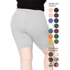 image:imageSTRETCH IS COMFORT Cotton Biker Shorts Women Black Shorts and Capris 1X10X  Solids 95 cotton 5 spandex prints 95 polyester 5 spandex running shorts workout shorts women womens athletic shortsHeather Gray