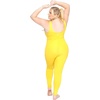image:imageSTRETCH IS COMFORT Womens Plus Size Tank Unitard Athletic Rompers For Women  95 cotton 5 spandex round neckline sleeveless straps Uback seamless front one piece outfits for women workout romperYellow