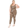image:imageSTRETCH IS COMFORT Womens Plus Size Tank Unitard Athletic Rompers For Women  95 cotton 5 spandex round neckline sleeveless straps Uback seamless front one piece outfits for women workout romperBrown Cheetah