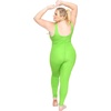 image:imageSTRETCH IS COMFORT Womens Plus Size Tank Unitard Athletic Rompers For Women  95 cotton 5 spandex round neckline sleeveless straps Uback seamless front one piece outfits for women workout romperLime Green