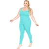 image:imageSTRETCH IS COMFORT Womens Plus Size Tank Unitard Athletic Rompers For Women  95 cotton 5 spandex round neckline sleeveless straps Uback seamless front one piece outfits for women workout romperTurquoise