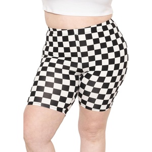 image:imageSTRETCH IS COMFORT Cotton Biker Shorts Women Black Shorts and Capris 1X10X  Solids 95 cotton 5 spandex prints 95 polyester 5 spandex running shorts workout shorts women womens athletic shortsCheckered Black and White