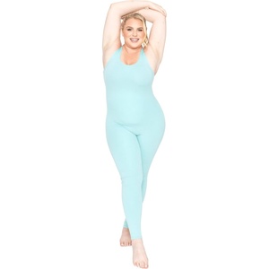 image:imageSTRETCH IS COMFORT Womens Plus Size Tank Unitard Athletic Rompers For Women  95 cotton 5 spandex round neckline sleeveless straps Uback seamless front one piece outfits for women workout romperMint