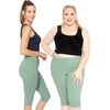 image:imageSTRETCH IS COMFORT Cotton Capri Leggings Knee Length Pants Plus Size  Soft pullon comfort lightweight summer feel ankle option casual layering cotton leggings black capris under dressesSage Green