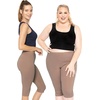image:imageSTRETCH IS COMFORT Cotton Capri Leggings Knee Length Pants Plus Size  Soft pullon comfort lightweight summer feel ankle option casual layering cotton leggings black capris under dressesMocha