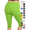 image:imageSTRETCH IS COMFORT Cotton Capri Leggings Knee Length Pants Plus Size  Soft pullon comfort lightweight summer feel ankle option casual layering cotton leggings black capris under dressesLime Green