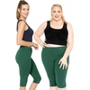 image:imageSTRETCH IS COMFORT Cotton Capri Leggings Knee Length Pants Plus Size  Soft pullon comfort lightweight summer feel ankle option casual layering cotton leggings black capris under dressesHunter Green