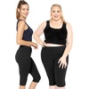 image:imageSTRETCH IS COMFORT Cotton Capri Leggings Knee Length Pants Plus Size  Soft pullon comfort lightweight summer feel ankle option casual layering cotton leggings black capris under dressesBlack