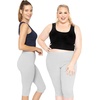 image:imageSTRETCH IS COMFORT Cotton Capri Leggings Knee Length Pants Plus Size  Soft pullon comfort lightweight summer feel ankle option casual layering cotton leggings black capris under dressesHeather Gray