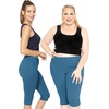 image:imageSTRETCH IS COMFORT Cotton Capri Leggings Knee Length Pants Plus Size  Soft pullon comfort lightweight summer feel ankle option casual layering cotton leggings black capris under dressesTeal