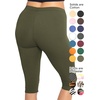 image:imageSTRETCH IS COMFORT Cotton Capri Leggings Knee Length Pants Plus Size  Soft pullon comfort lightweight summer feel ankle option casual layering cotton leggings black capris under dressesOlive Green