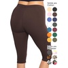 image:imageSTRETCH IS COMFORT Cotton Capri Leggings Knee Length Pants Plus Size  Soft pullon comfort lightweight summer feel ankle option casual layering cotton leggings black capris under dressesBrown