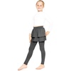 image:imageSTRETCH IS COMFORT Girls Leggings Tutu Ruffle Pants Leggings with Skirt  Built in ankle layer double tier twirl tutu leggings 95 polyester 5 spandex skirt leggings for girlsBlack
