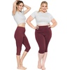 image:imageSTRETCH IS COMFORT Womens and Plus Size High Rise Knee and Ankle LeggingsBurgundy