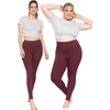 image:imageSTRETCH IS COMFORT Womens and Plus Size High Rise Knee and Ankle LeggingsBurgundy