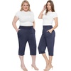 image:imageWomens Flowy Capri Pants Wide Leg Casual Gaucho Pants with Pockets and Straight Leg High Waist Lounge Plus Size S  7XNavy Blue