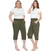 image:imageWomens Flowy Capri Pants Wide Leg Casual Gaucho Pants with Pockets and Straight Leg High Waist Lounge Plus Size S  7XOlive Green