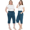 image:imageWomens Flowy Capri Pants Wide Leg Casual Gaucho Pants with Pockets and Straight Leg High Waist Lounge Plus Size S  7XTeal
