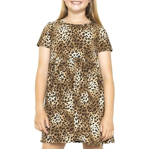 image:imageGirls Oh So Soft TShirt Dress Brown Cheetah Small  95 polyester 5 spandex crew neck pullon style soft stretch leggings layer school play travel washable