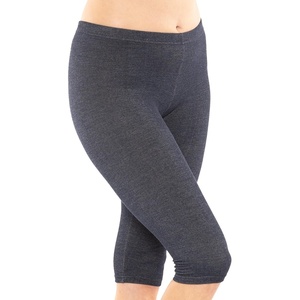 image:imageSTRETCH IS COMFORT Cotton Capri Leggings Knee Length Pants Plus Size  Soft pullon comfort lightweight summer feel ankle option casual layering cotton leggings black capris under dressesDenim Blue