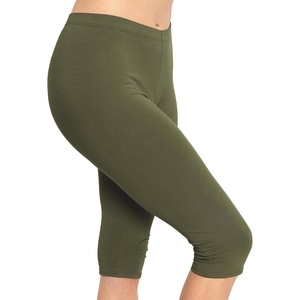 image:imageSTRETCH IS COMFORT Cotton Capri Leggings Knee Length Pants Plus Size  Soft pullon comfort lightweight summer feel ankle option casual layering cotton leggings black capris under dressesOlive Green