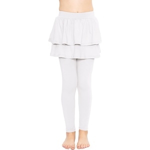image:imageSTRETCH IS COMFORT Girls Leggings Tutu Ruffle Pants Leggings with Skirt  Built in ankle layer double tier twirl tutu leggings 95 polyester 5 spandex skirt leggings for girlsWhite
