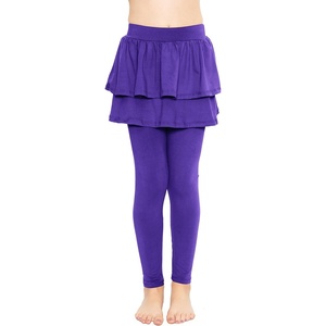 image:imageSTRETCH IS COMFORT Girls Leggings Tutu Ruffle Pants Leggings with Skirt  Built in ankle layer double tier twirl tutu leggings 95 polyester 5 spandex skirt leggings for girlsPurple