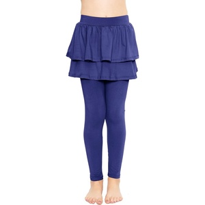 image:imageSTRETCH IS COMFORT Girls Leggings Tutu Ruffle Pants Leggings with Skirt  Built in ankle layer double tier twirl tutu leggings 95 polyester 5 spandex skirt leggings for girlsNavy Blue