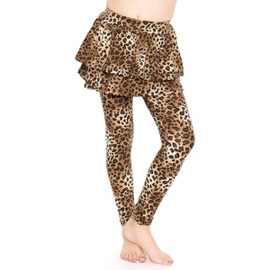 image:imageSTRETCH IS COMFORT Girls Leggings Tutu Ruffle Pants Leggings with Skirt  Built in ankle layer double tier twirl tutu leggings 95 polyester 5 spandex skirt leggings for girlsBrown Cheetah