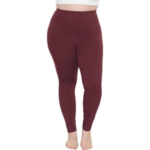 image:imageSTRETCH IS COMFORT Womens and Plus Size High Rise Knee and Ankle LeggingsBurgundy