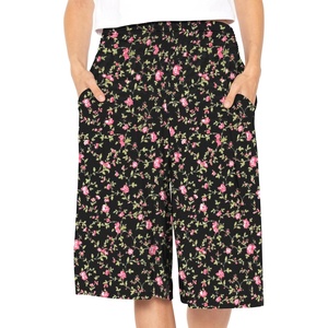 image:imageWomens Flowy Capri Pants Wide Leg Casual Gaucho Pants with Pockets and Straight Leg High Waist Lounge Plus Size S  7XBlack Rose Vine