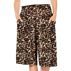 image:imageWomens Flowy Capri Pants Wide Leg Casual Gaucho Pants with Pockets and Straight Leg High Waist Lounge Plus Size S  7XBrown Leopard
