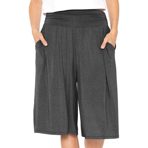 image:imageWomens Flowy Capri Pants Wide Leg Casual Gaucho Pants with Pockets and Straight Leg High Waist Lounge Plus Size S  7XCharcoal Gray