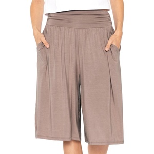 image:imageWomens Flowy Capri Pants Wide Leg Casual Gaucho Pants with Pockets and Straight Leg High Waist Lounge Plus Size S  7XMocha