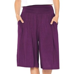 image:imageWomens Flowy Capri Pants Wide Leg Casual Gaucho Pants with Pockets and Straight Leg High Waist Lounge Plus Size S  7XPurple