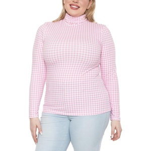 image:imageWomens Turtle Neck  Long Sleeve and Sleeveless Top  Plus Size XL7X  Tops Women White Turtleneck WomenPink Gingham