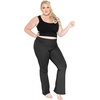 image:imageSTRETCH IS COMFORT Cotton Yoga Black Pants for Women Wide Leg Pants Comfy  4 way stretch adjustable high or low waist snug hip fit slight ankle opening lounge Women Pants Wide Leg Pants WomenBlack