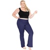 image:imageSTRETCH IS COMFORT Cotton Yoga Black Pants for Women Wide Leg Pants Comfy  4 way stretch adjustable high or low waist snug hip fit slight ankle opening lounge Women Pants Wide Leg Pants WomenNavy Blue