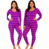 image:imageSTRETCH IS COMFORT Teamwear Womens Regular and Plus Size Cotton Tank UnitardPink Purple Stripes