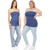 image:imageSTRETCH IS COMFORT Tube Tops for Women  Cotton Tops  Bandeau Top Long Length Mid and Cropped Length Plus Size  XS 5XLight Navy